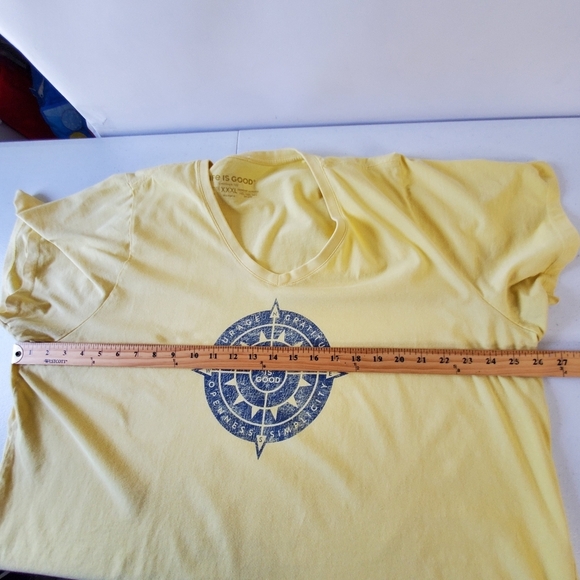 Life Is Good Graphic Tee Shirt Women's Size XXXL Cotton Short Sleeve Yellow Top - Picture 7 of 11